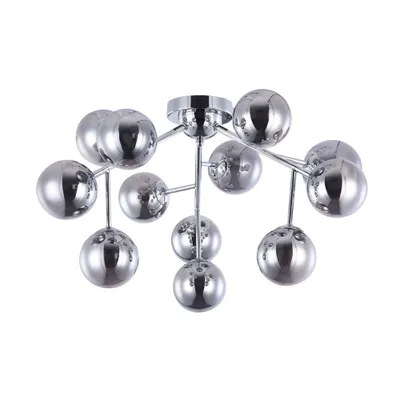 Image de Plafonnier, métal verre, chrome fumé, D 60 cm