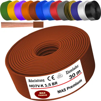 Produktbild von 30m Aderleitung H07 V-K BR 1x1,5 mm² Braun Einzelader flexibel