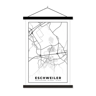 Produktbild von MuchoWow® Textilposter Stadtplan - Eschweiler - Karte 40x60 cm mit schwarzem Rahmen - Wanddekorationen