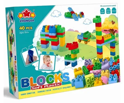 Zdjęcie produktu dla Sensoryczne klocki dla niemowląt Soft Pastelowe - 40 elementów - Miękkie klocki konstrukcyjne od 3 lat