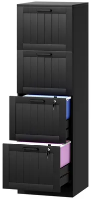 Produktbild von Bš¹roschrank, Holzschrank mit 4 Schubladen und Schloss, verstellbare Kleiderstangen, 40 x 40 x 131 cm, schwarz