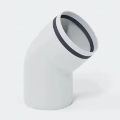Produktbild von POLOPLAST Bogen, POLO-KAL 3S, 90mm/45°, Steckmuffe, PP-MD, schalldämmend, weiß, 1 Stk.