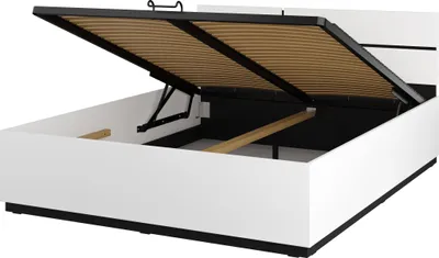 Zdjęcie produktu dla Łóżko CROSS 160x200 białe/czarne z pojemnikiem