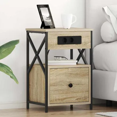 Produktbild von vidaXL Nachttisch 2 stk. Sonoma-Eiche 40 x 31 x 60 cm Holzwerkstoff