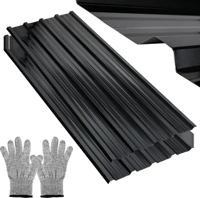 Image de Izrielar 12x Tôle profilée Tôle trapézoïdale Tôle de toiture, tôle d'acier galvanisée - Profil ondulé en vert, tôle d'acier pour l'extérieur, pour toitures, abris de voiture
