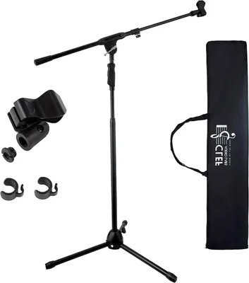 Productafbeelding van Microfoon Statief - Boom Arm - Muziek Optredens - Eénhandige Verstelling - 40 tot 63 inch - Zwart