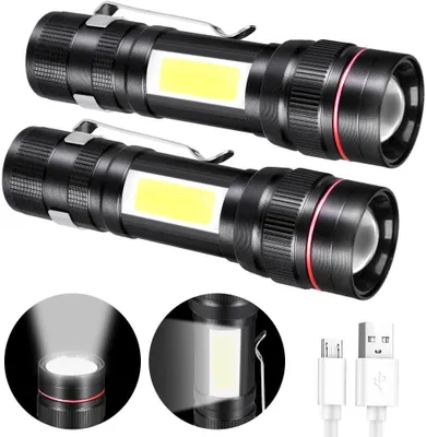 Immagine prodotto di Torcia LED - Lampada da mano ricaricabile - Illuminazione di emergenza per esterni - Funzione zoom regolabile - 1000 lumen - Alluminio