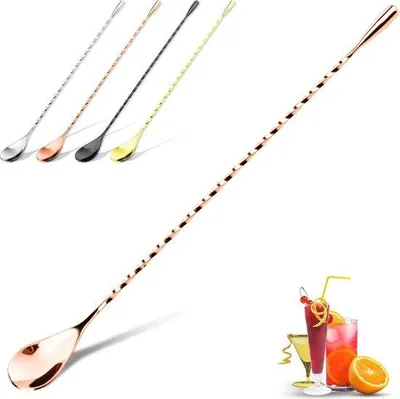 Produktbild von Famanu Menglöffel Lange Edelstahl-Cocktaillöffel - 30 cm Spiralform