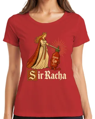 Zdjęcie produktu dla Sos Sir Racha Scharfe Sauce Ritter, koszulka damska, średniowiecze, napis, sarkazm, kolor czerwony, rozmiar XXL