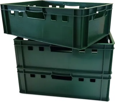 Produktbild von 3 Stück E2 Eurofleischkiste Stapelkiste Box Metzgerkiste lebensmittelecht grün (3xE2 grün)