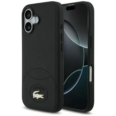 Produktbild von Lacoste Bliss MagSafe Hülle iPhone 17 Kunstleder Schwarz Logo Metall