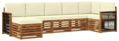 Image de Ensemble canapé d'angle vidaXL avec coussins (6 pièces), couleur naturel et crème