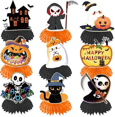 Obrázek produktu pro Dekorace na Halloween, sada 9 kusů, tematické ozdoby pro oslavu Halloweenu