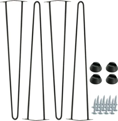 Immagine prodotto di Set di 4 gambe per mobili in stile forcina, altezza 71 cm, gambe in metallo nero con piedini in plastica, ideali per mobili alti e stili di arredamento moderni.
