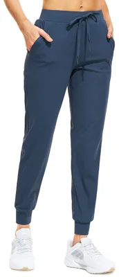 Produktbild von Damen-Jogginghose, schmale Passform, Sportleggings mit hoher Taille und Taschen, Marineblau