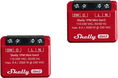 Produktbild von Satz mit 2 Shelly 1Pm Mini Gen3 Wifi/Bluetooth Controllern
