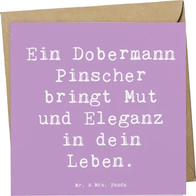 Produktbild von Mr. & Mrs. Panda Grußkarte Spruch Dobermann Pinscher - Lavendeltraum - Geschenk, Hunderassen Vielfalt, faltkarte, anlasskarte, Eigenschaften, doppelkarte, Loyalität, Mut