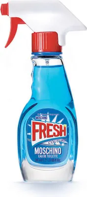 A Moschino Fresh Couture Eau de Toilette bottle against a white background.
