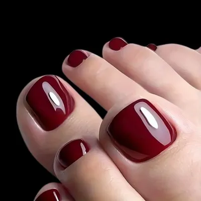 Produktbild von GKA Künstliche Fußnägel Zehennägel F7 kurz weinrot 24p zum Aufkleben press on Nails Klebepads mit Kleber Nagelfeile Nägel Kunstnägel Express Füße