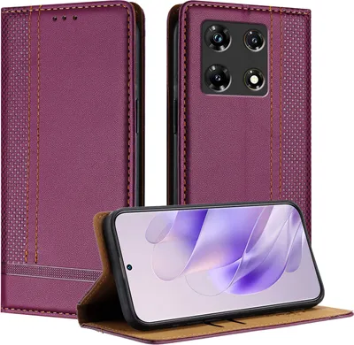 Obrázek produktu pro Pouzdro na mobilní telefon pro Infinix Note 30 Pro kožené flipové ochranné pouzdro s funkcí stojánku fialové