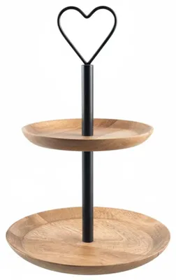 Obrázok produktu pre Mango – Dvojposchodový drevený stojan – 37 cm – Hnedý