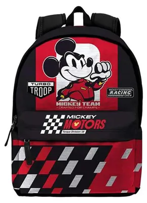 Obrázek produktu pro Batoh Karactermania Mickey Mouse Fan 3.0 Racing, objem 23 litrů, rozměry 41x31x18 cm, červený, pro děti, univerzální velikost