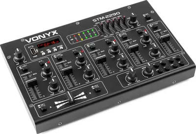 Produktbild von Skytec STM-2290 DJ-Mischpult DJ-Mischer FX 6-Kanal-Mixer mit Bluetooth USB-Port SD-Slot sowie Cinch- und Klinken-Eingängen (2-Band EQ, Metallgehäuse, MP3 kompatibel) Schwarz