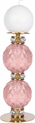 Produktbild von Casa Padrino Luxus Porzellan Kristall Kerzenhalter Rosa / Gold H. 30 cm -  Italy