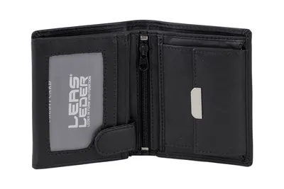 Produktbild von LEAS Mini Geldbörse mit Riegel extra dünn im Hochformat Echt-Leder, schwarz Mini-Edition