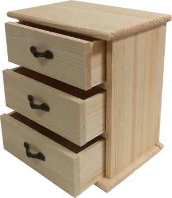 Produktbild von Holzkästchen Holz Kommode Aufbewahrungsbox Sammelkasten mit 3 Schubladen