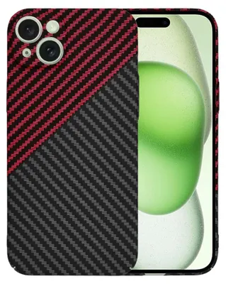 Produktbild von Techsuit Carbonite FiberShell Back Cover Hülle für Apple iPhone 15 Plus - Rot/Schwarz