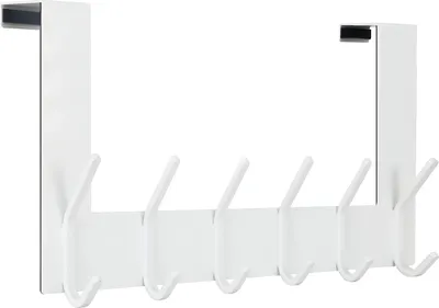 Produktbild von 6 Haken Türgarderobe - Edelstahl Türhakenleiste zum Einhängen universell, platzsparend - Türgarderobe zum Einhängen