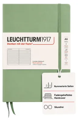 Immagine prodotto di Leuchtturm 361582, Tinta unita, Verde, A5, 251 fogli, 80 g/m², Copertina rigida