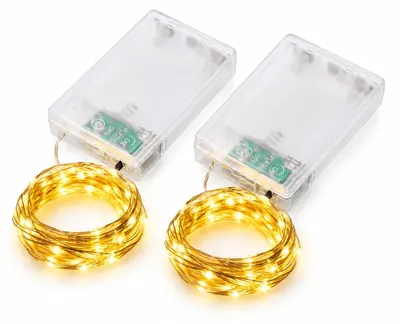 LED-Lichterkette, 2 Stück, 10 m, 100 LEDs, warmweiß, Batteriebetrieb