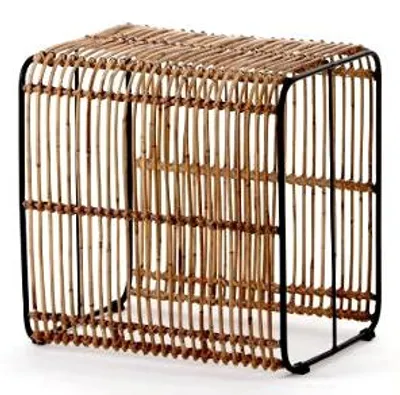 Immagine prodotto di Lycce Tavolino in rattan ROY Tavolino Poggiapiedi Cubo Tavolino da salotto Design naturale