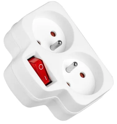 Zdjęcie produktu dla Vayox Rozgałęźnik sieciowy VA0136 2 gniazdka + wyłącznik, 3500W, 230V, Biały