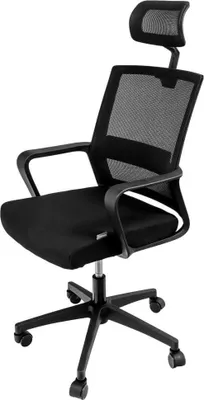 Image de Fauteuil ergonomique, chaise de bureau pivotante Furvero Basic PLUS avec accoudoirs, soutien lombaire et appui-tête, fonction bascule, noir