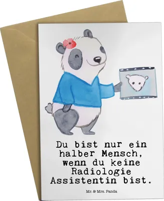 Produktbild von Mr. & Mrs. Panda babykarte Radiologie Assistentin Herz - Weiß - Geschenk, einladungskarten, dankeskarten, weihnachtskarten, osterkarten, kommunionskarte, Grußkarten