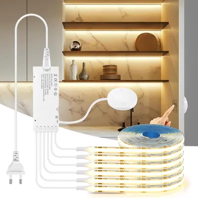 Produktbild von OKWISH LED Streifen, LED Lichtband Set mit Handsensor & Touchschalter, 6 x 1m Warmweiß, Intelligente Unterbauleuchte, Küchen- & Schrankbeleuchtung, Dimmbar & Einfache Montage