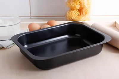 Immagine prodotto di BACKBLECH 36x26 cm Vassoio da forno rettangolare antiaderente nero Vassoio da forno in metallo