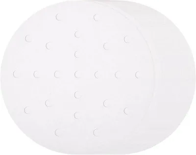 Produktbild von Bambus-Stoommand-Linern - 200 Stück, 15,24 cm - Antihaftbeschichtung - Geperforiertes Pergamentpapier - Papierschijven - Luftfrittiergeräte - Stoommand - Weiss