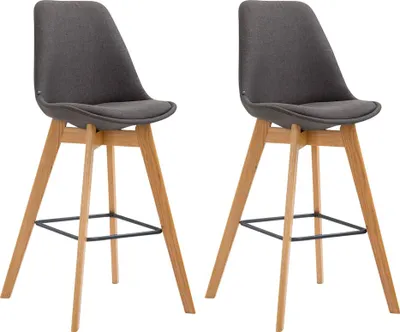 Produktbild von 2er Set Barhocker GIKAR - Stoff Dunkelgrau 48x56x112 cm | Barstuhl Mit Lehne Tresenhocker Tresenstuhl Kneipenhocker Kneipenstuhl