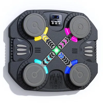 Produktbild von ZELURXX Elektronisches 4-Zonen-Boxing Pad für Kinder, LED Musik Schlagwand, Bluetooth, Stressabbau, Reaktionstraining, Schwarz