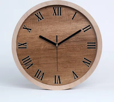 Produktbild von Holzuhr 20fi cm wanduhr - schwarze Spitzen - Holzuntergrund