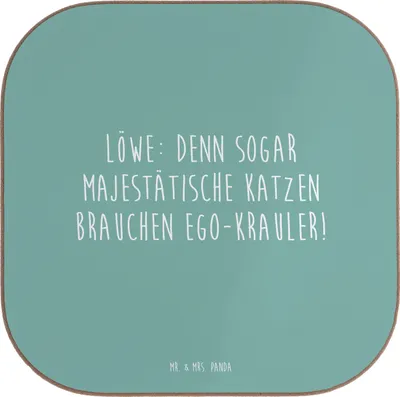 Produktbild von Mr. & Mrs. Panda Untersetzer für Gläser Majestätischer Löwe - Meeresbrise - Geschenk, Majestätisch, Getränkeuntersetzer, gläseruntersetzer, Tierkreiszeichen, Horoskop