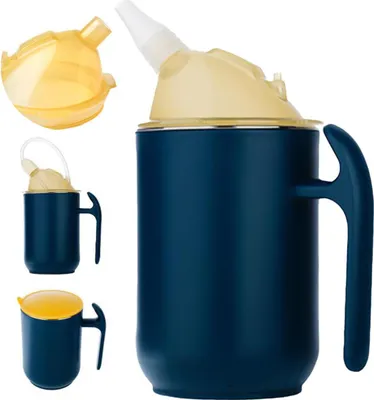 Produktbild von Kinder- & Erwachsenenbecher, auslaufsicher, mit 2 Deckeln & Strohhalm, geeignet für Senioren, Schwangere & Pflegebedürftige