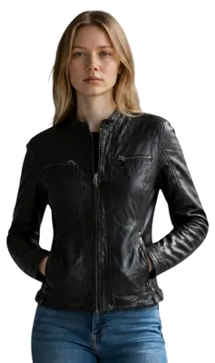Produktbild von Damen Lederjacke 3479 aus hochwertigem Nappa  – schwarz / S