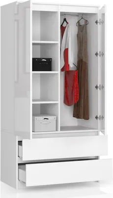 Immagine prodotto di BDW Armadio 2 ante, 4 ripiani, bianco, 180 x 90 x 51 cm
