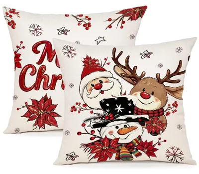 Kissenbezug 40x40 cm, 2er-Set, Weihnachtsmotiv Rentier