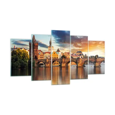 Produktbild von Bilder auf glas - Prag brücke geschichte fluss - 160x85cm - Glasbilder - Wandbilder - Kunstdruck - zum Aufhängen bereit - Wanddekoration aus Glas - Glas Bilder - Wandbild auf Glas - GEA160x85-2819